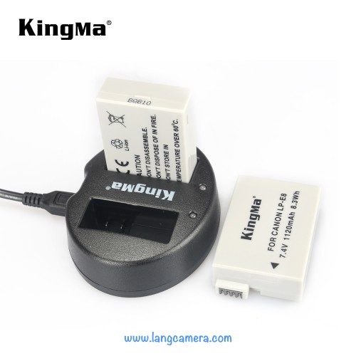 Pin + Sạc Canon LP-E8 - Kingma